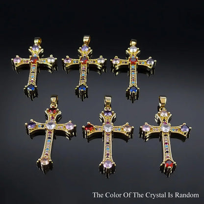 Shiny Hip Hop Zircon Cross Pendant Necklace for Women Stainless Steel Crystal Choker Christian Necklaces Jewelry cruz colgante