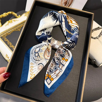 Luxury Fashion Print Square Scarf Women Soft Satin Scarves Bandana Hijab Neckerchief Shawl Kerchief Hair Band Foulard Lady - AMULET RING STORE