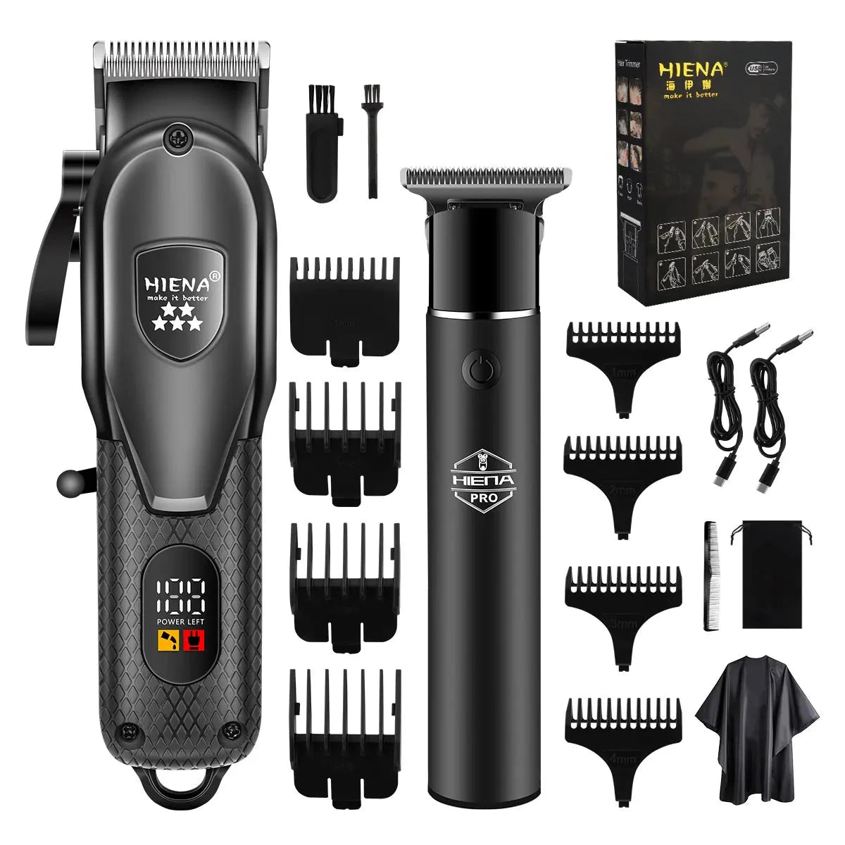 hiena Hair Clipper Kit for Men Electric Shaver Hair Trimmer Professional Cutting Machine Hair Trimmer with LCD Digital Display - AMULET RING STORE