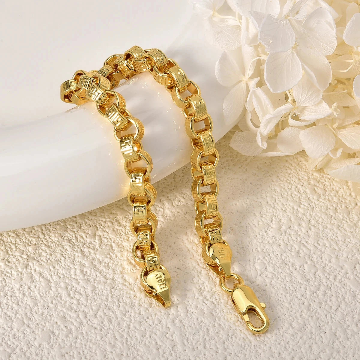 18k Gold Plated Italy 750 Bracelet Copper Braided Shaped Bracelet Hip-Hop Daily Men Women Jewelry Accessories For Friends Gifts - AMULET RING STORE