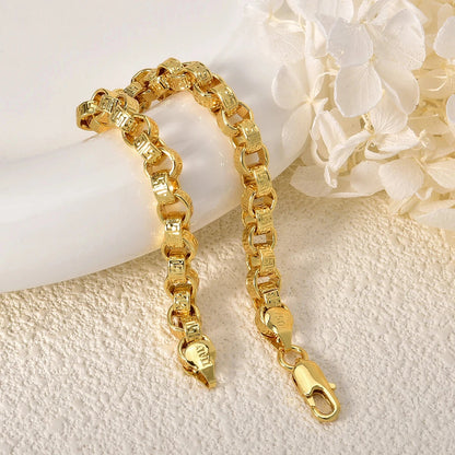 18k Gold Plated Italy 750 Bracelet Copper Braided Shaped Bracelet Hip-Hop Daily Men Women Jewelry Accessories For Friends Gifts - AMULET RING STORE