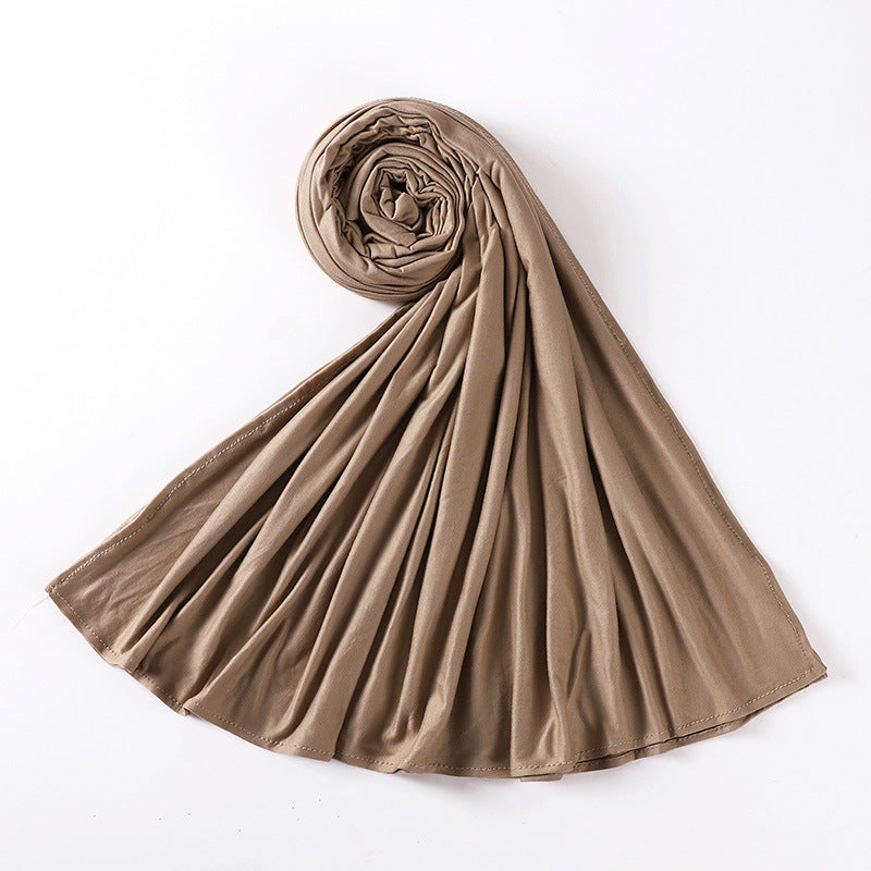 Newest Milk Silk Jersey Hijabs for Women Soft Warm Muslim Woman Turban Hoofddoek Headscarf Good Stitch Stretch Jesey HIjab Scarf - AMULET RING STORE