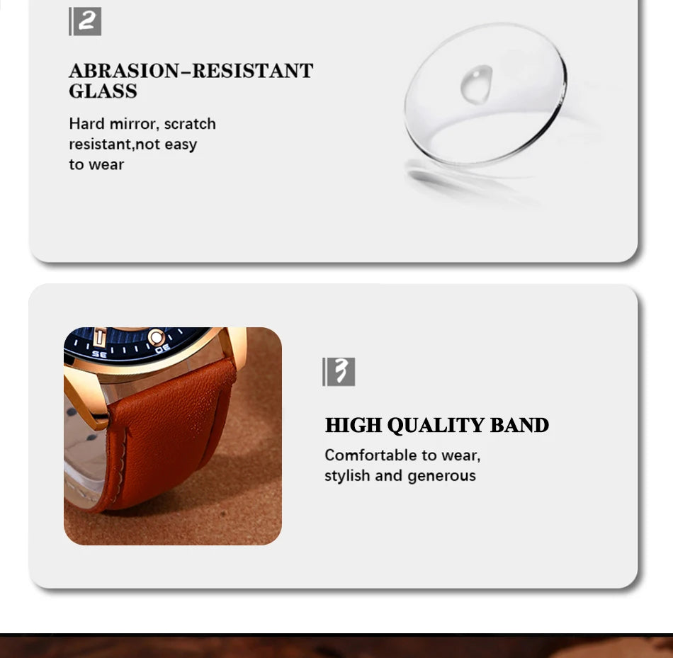 2PCS Set Fashion Mens Calendar Watches Luxury Male Business Casual Brown Leather Quartz Watch Men Bracelet Wrist Watch - AMULET RING STORE