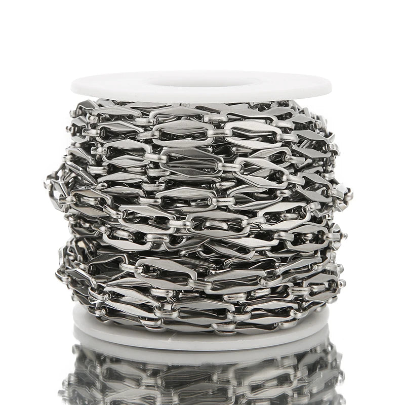 1M Heavy Chunky Hip Hop Chain Stainless Steel Frosted Oval Link Chains for DIY Men Jewelry Making Punk Necklace Bracelet Chain - AMULET RING STORE