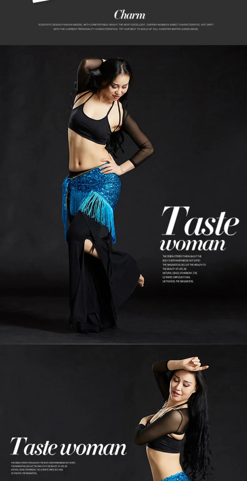 Wholesale Cheap Sexy Women Girls Sequin Triangle Shawl Hip Shawl Belly Dance Belts - AMULET RING STORE