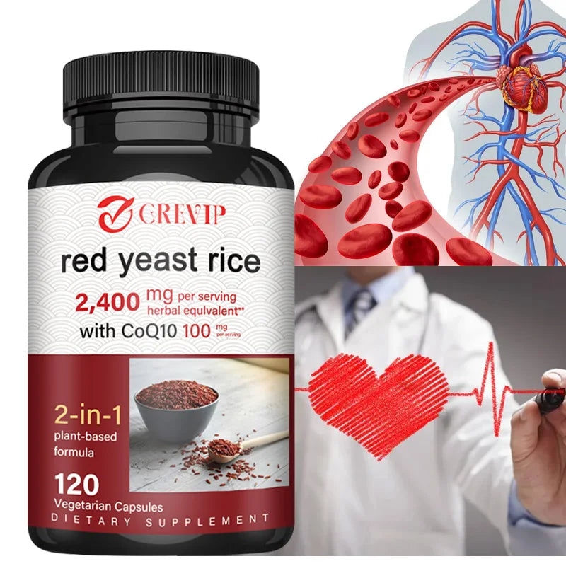 Red Yeast Rice Capsules - Benefits Cardiovascular Blood Circulation, Heart Health and Energy Production - AMULET RING STORE
