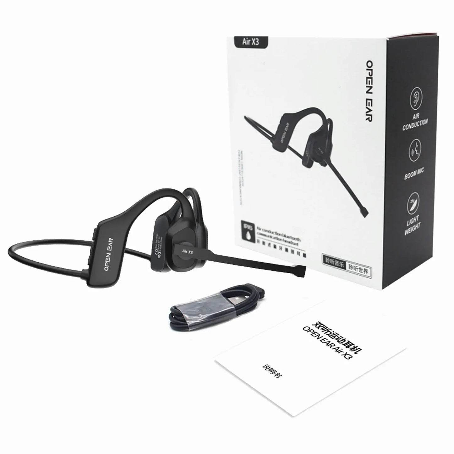 Bone Conduction Wireless Bluetooth Earphones Sports Gaming Headset with Mic Hands-Free Running Earbuds