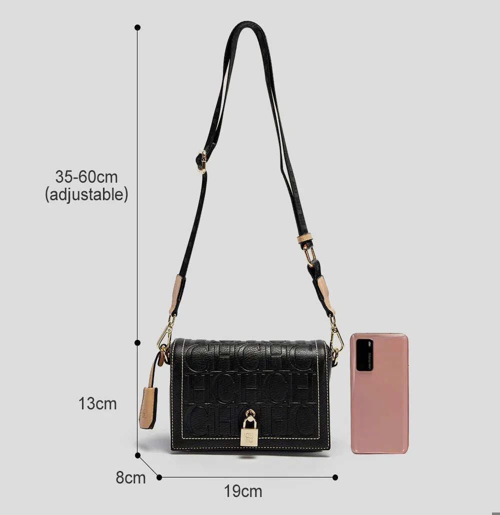 Fashion Design Model Metal Accessories Buckle Women's Shoulder Bag Luxury Brand 2025 Fashion Solid Colour Printed Head Bag