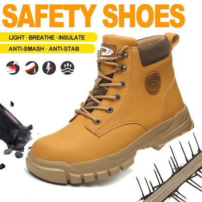 High-top PU anti-smash anti-puncture breathable safety shoes - AMULET RING STORE