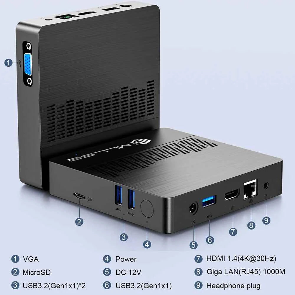MLLSE M2 Air Mini PC Intel Celeron N4000 CPU Window11 6GB RAM 128GB ROM Dual-Band WiFi VGA Portable Mini Computer BT4.2