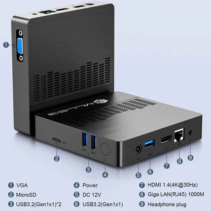 MLLSE M2 Air Mini PC Intel Celeron N4000 CPU Window11 6GB RAM 128GB ROM Dual-Band WiFi VGA Portable Mini Computer BT4.2