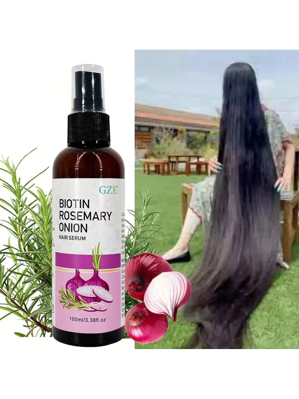 GZE Biotin Rosemary Onion Hair Serum Moisturizing Hair Serum Strong Hair Heat Protection Anti-Breakage For Dry And Damaged Hair - AMULET RING STORE