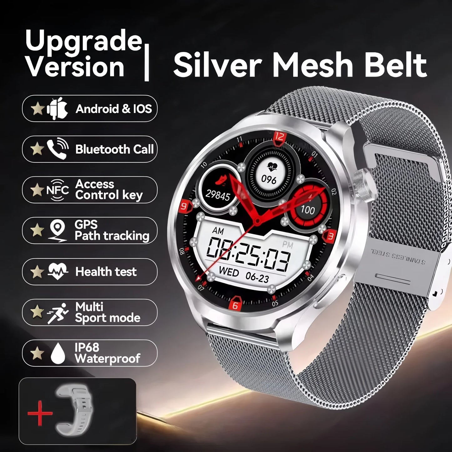 New For Men Women SmartWatch 1.61‘’ Amoled Phone Call Heart Rate GPS Tracker Sport Waterproof Smart Watch for IOS Android