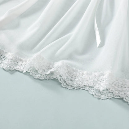 SINGREINY Nightwear Lace Sexy Suit Strap Sleeveless Bandage Short Dress+Thongs 2024 Ladies Transparent Erotic Nightdress Sets - AMULET RING STORE