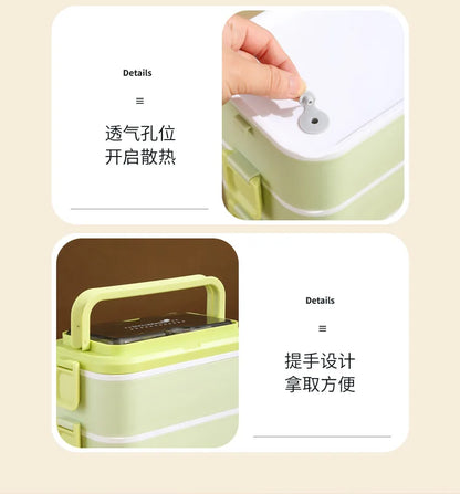 304 stainless steel lunch box for kids adult portable Microwavable insulated bento compartment multilayer food storage container - AMULET RING STORE