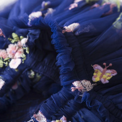 Delicate Party Prom Evening Dress Colorful Flower Embroidery Dresses Fashion Butterfly Princess Dress Birthday Princess Clothes