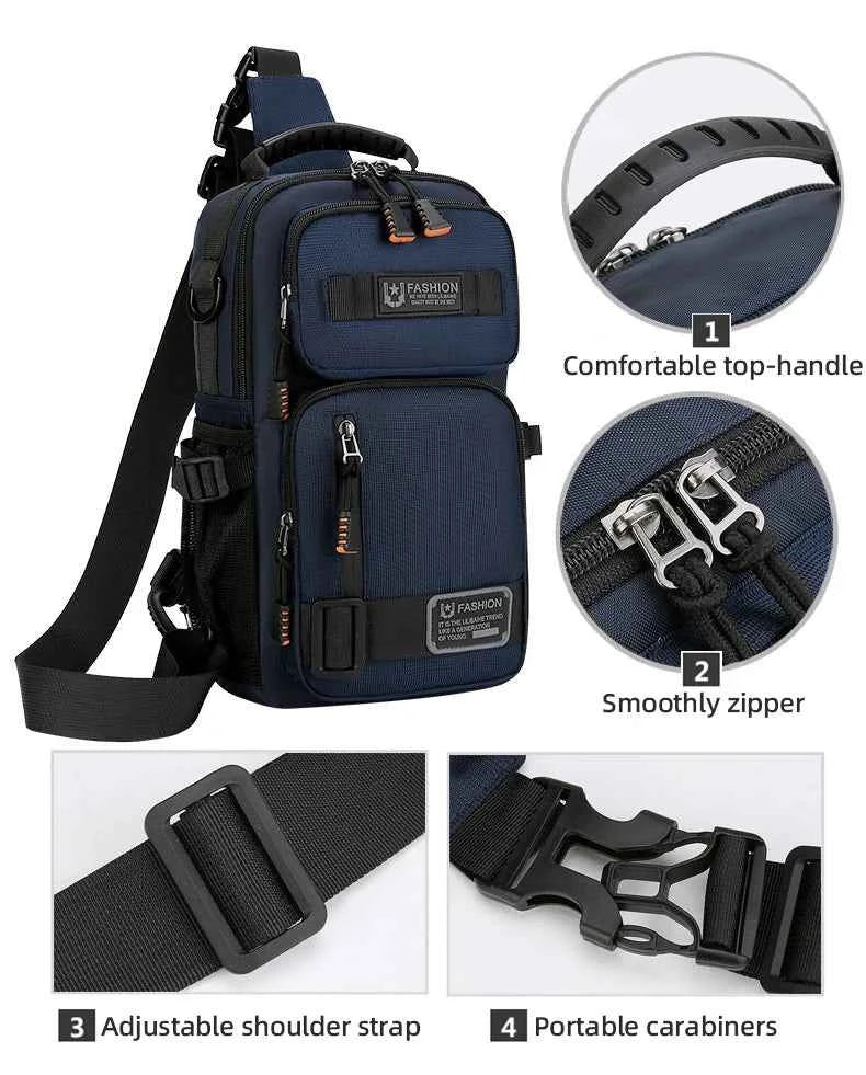 Male Multifunctional Sports Chest Bag Men's Lightweight Handbag  Multi Pockets Outdoor Hiking Climbing Cycling Crossbody Bags