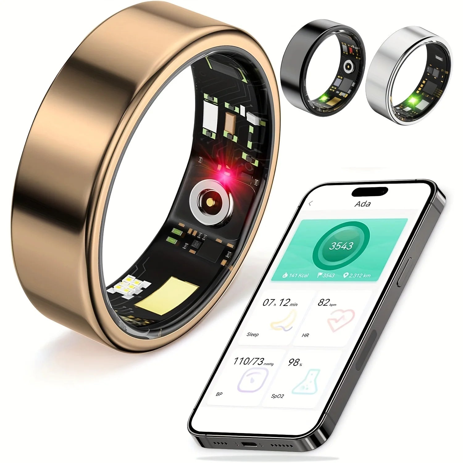 Smart ring, sleep tracking, motion monitoring, compatible with iPhone and Android, smart gift, suitable for women and men - AMULET RING STORE