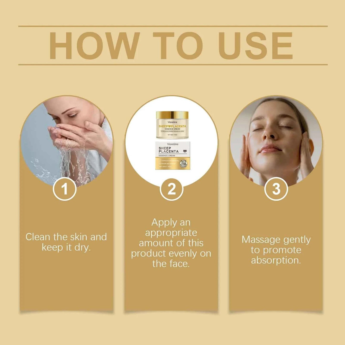 Viareline Sheep Placenta Face Cream Anti-aging Lasting Moisturizing Firming Booster Brighten Skin Tone Fade Fine Line Face Cream