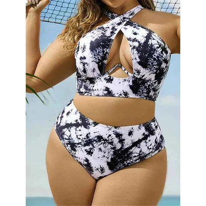 New 0xL-4XL printed bikini large size swimwear plus size women swimsuit female two-pieces bikini set bather bathing suit k5630