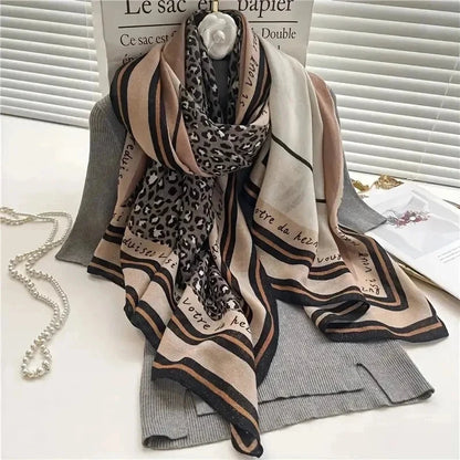 2025 Autumn Women Hijab Scarf Leopard Cotton Linen Shawl Tassel Muslim Sunscreen Viscose Headkerchief Wrap Breathable Headscarf - AMULET RING STORE