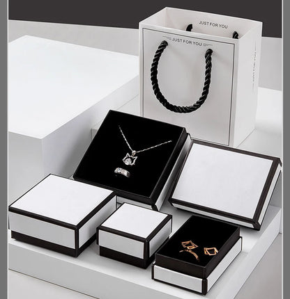 Simple Jewelry Box Earnail Ring Bracelet Necklace Black White Paper Jewelry Display Valentines Day Wedding Gift Packaging Box - AMULET RING STORE