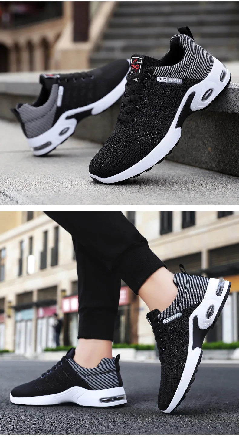 Men's shoes spring new trend men's shoes breathable lace-up running shoes Korean version of light casual walking shoes men - AMULET RING STORE