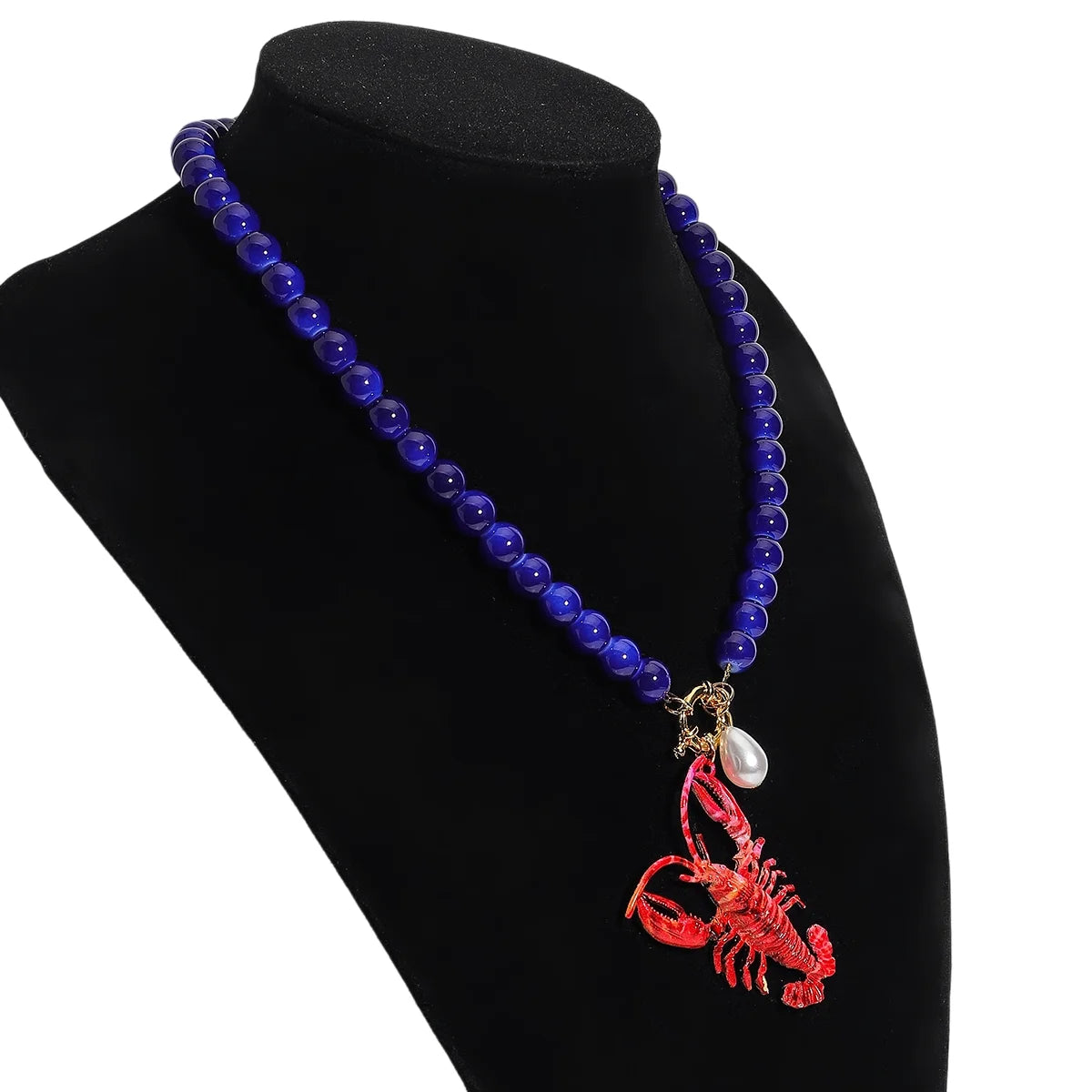 2025 New ZAA Lobster Bead Necklace Handmade Crystal Beaded Enamel Jewelry Simple Pendant Necklace Women Beach Vacation Accessory - AMULET RING STORE