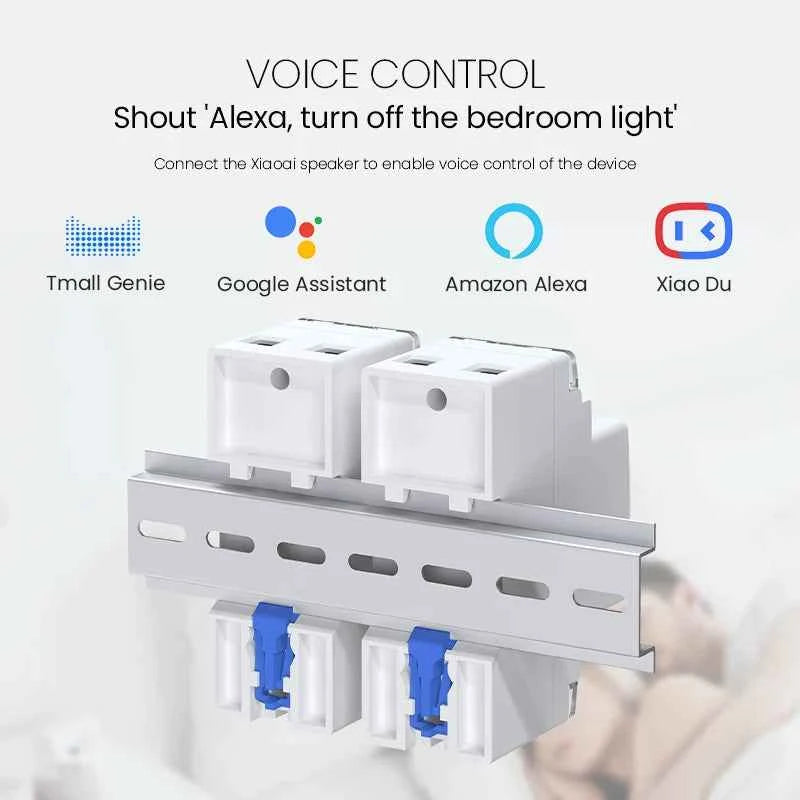 Tuya WIFI Smart circuit breaker 2P 63A charge statistics for smart home wireless control switch by smart life APP CNMIBO