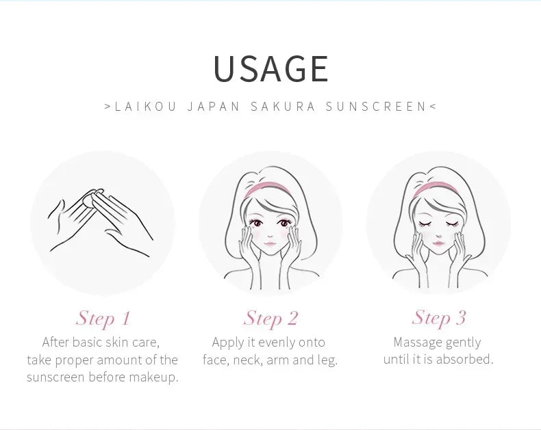 LAIKOU SPF 50 PA+++ Sakura Sunscreen For Face Body Neck Solar Blocker Long-Lasting Sun Block Facial Sunscreen Sun Cream 50g - AMULET RING STORE