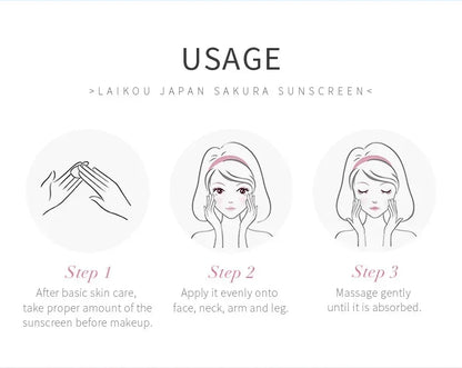 LAIKOU SPF 50 PA+++ Sakura Sunscreen For Face Body Neck Solar Blocker Long-Lasting Sun Block Facial Sunscreen Sun Cream 50g - AMULET RING STORE