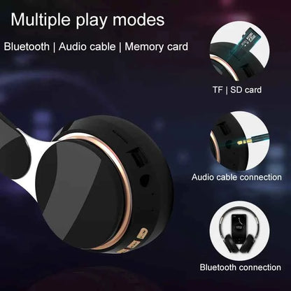 Headphones Bluetooth Wireless Headsets With Mic Music Gaming Sports Earpieces Great Bass Earphones Foldable Support TF SD-Card