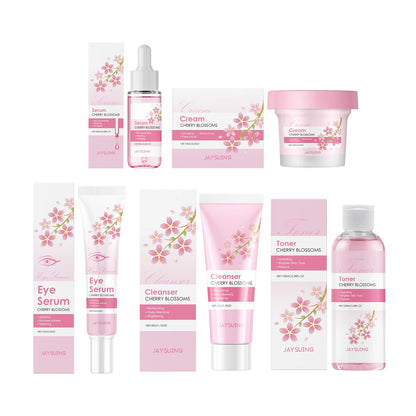 Sakura Skincare Set Moisturizer Face Cream Serum Toner Facial Cleanser Eye Cream Anti-Wrinkle Brighten Face Care Kit for Women - AMULET RING STORE