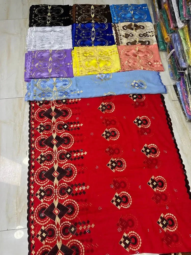 Sale 2025 New Dubai Islam Embroidered Shawl Soft Wool Jersey Hijab for Muslim Women Long Style New African Net for Spring Summer - AMULET RING STORE