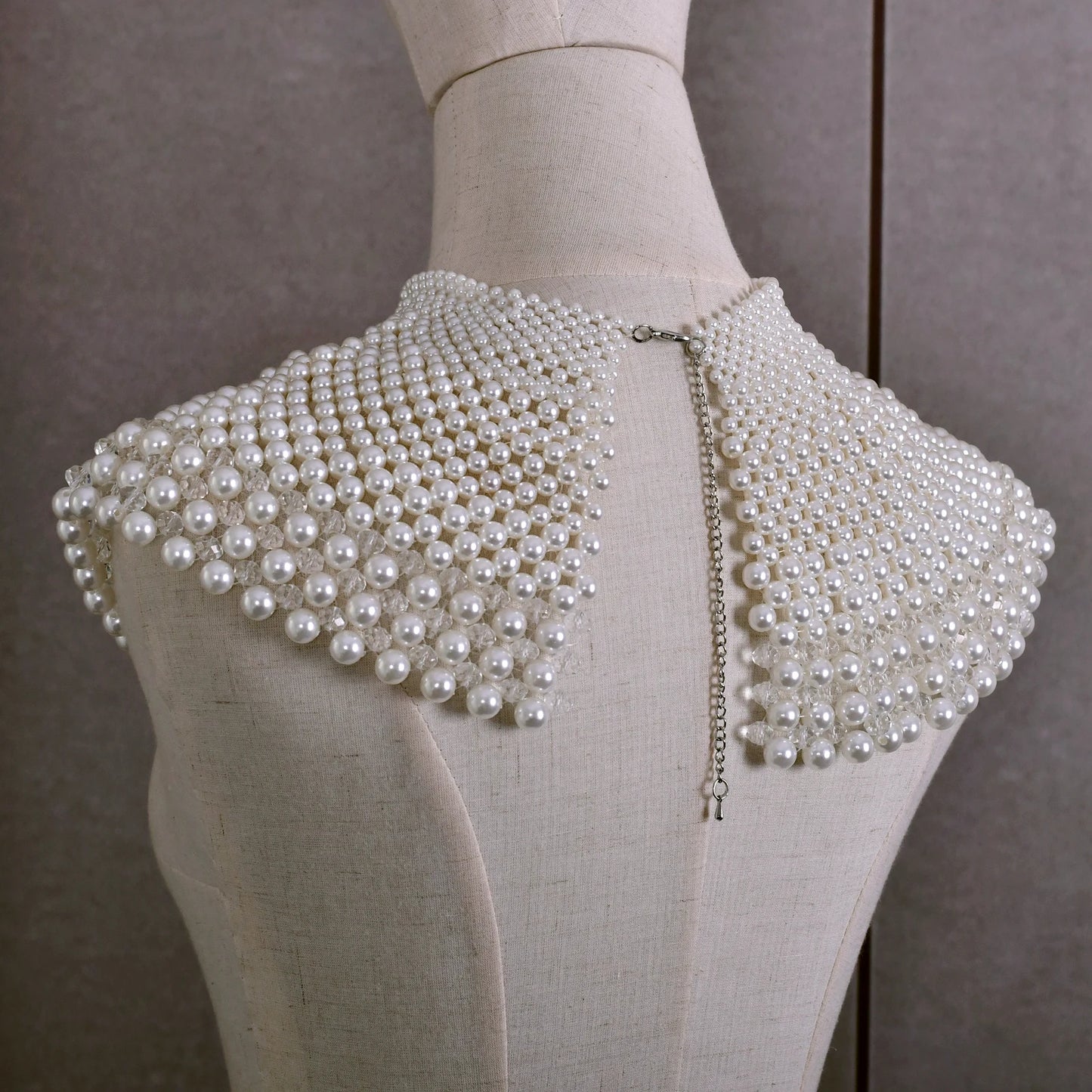 VG68 Pearls Necklace Beaded Neck Chain Bridal Covered Body Chain Women Accessories Off Shoulder Bolero Neck Chain Decoration - AMULET RING STORE
