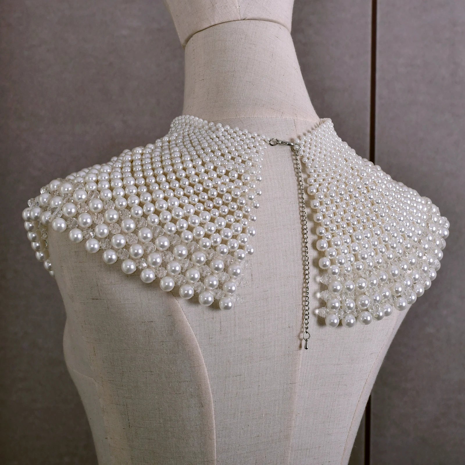 VG68 Pearls Necklace Beaded Neck Chain Bridal Covered Body Chain Women Accessories Off Shoulder Bolero Neck Chain Decoration - AMULET RING STORE