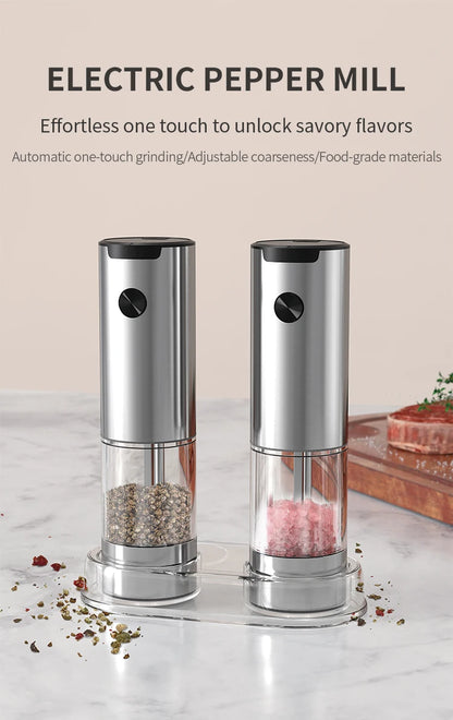 Electric Salt And Pepper Grinder With Adjustable Coarseness Refillable Mills Battery Powered Pepper Grinder Kitchen Gadget Tool - AMULET RING STORE