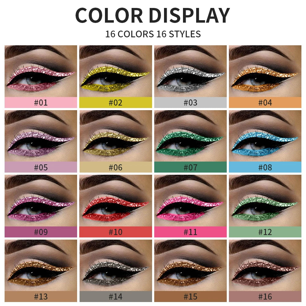 Glitter Eyeliner Vibrant Waterproof Long-Lasting for Flawless Eye Makeup Diamond Shiny Silver Rose Gold Eyeliner Beauty Cosmetic - AMULET RING STORE