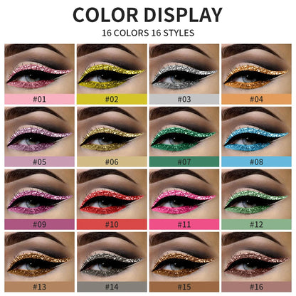 Glitter Eyeliner Vibrant Waterproof Long-Lasting for Flawless Eye Makeup Diamond Shiny Silver Rose Gold Eyeliner Beauty Cosmetic - AMULET RING STORE