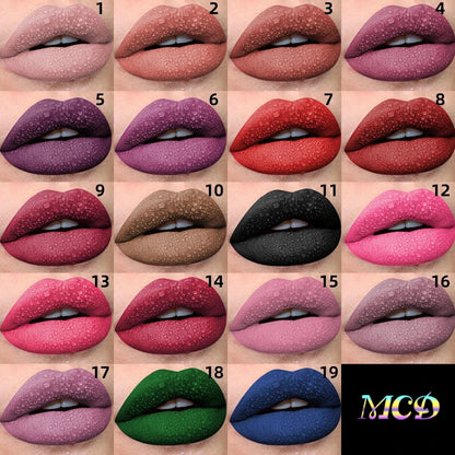 19 colors Matte Velvet Lip Gloss Waterproof Liquid Lipstick Nude Black Lips tint Makeup Lip Glaze Cosmetics Red Lip Stain Beauty - AMULET RING STORE