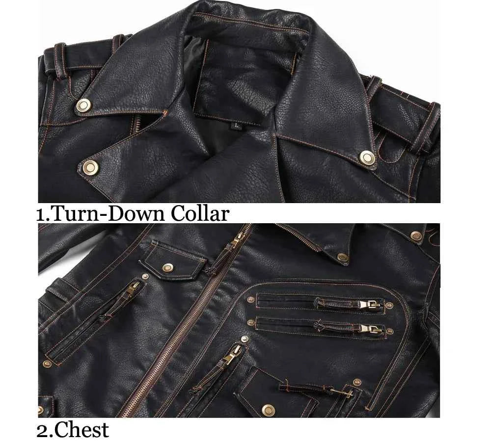 fashion Winter Winter Mens Leather Jacket Men Fashion Motorcycle PU Leather Jacket Cool Zipper Pockets Leather Coats Clothing