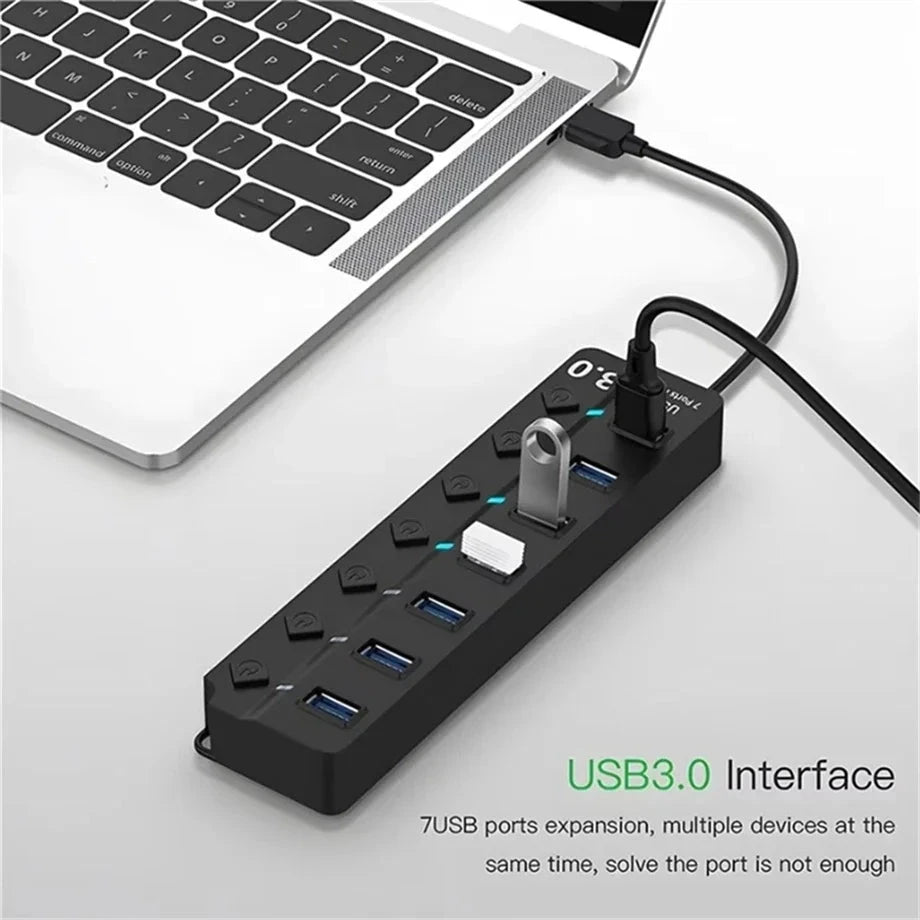 USB 3.0 Power Adapter 4/7 Port 5Gbps Multi USB Splitter Hub 2.0 USB Multiple Expander Switch 10CM Cable Hub Docking Stations