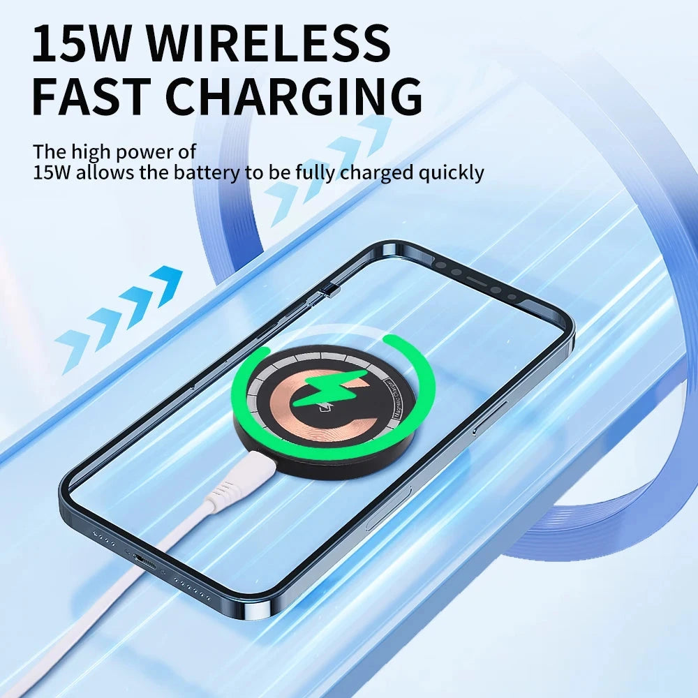 Magnetic Wireless Charging Fast Charging Type-C 15W for iPhone 16/15/14/13/12/11 Pro and Galaxy S23/S22/S21/S20, Mate60 Pro/50/40 Series, Supports Other Built-In Wireless Charging Devices and Assembled Charging Cables