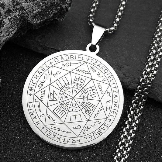 Seven Archangels Amulet Stainless Steel Necklaces Men