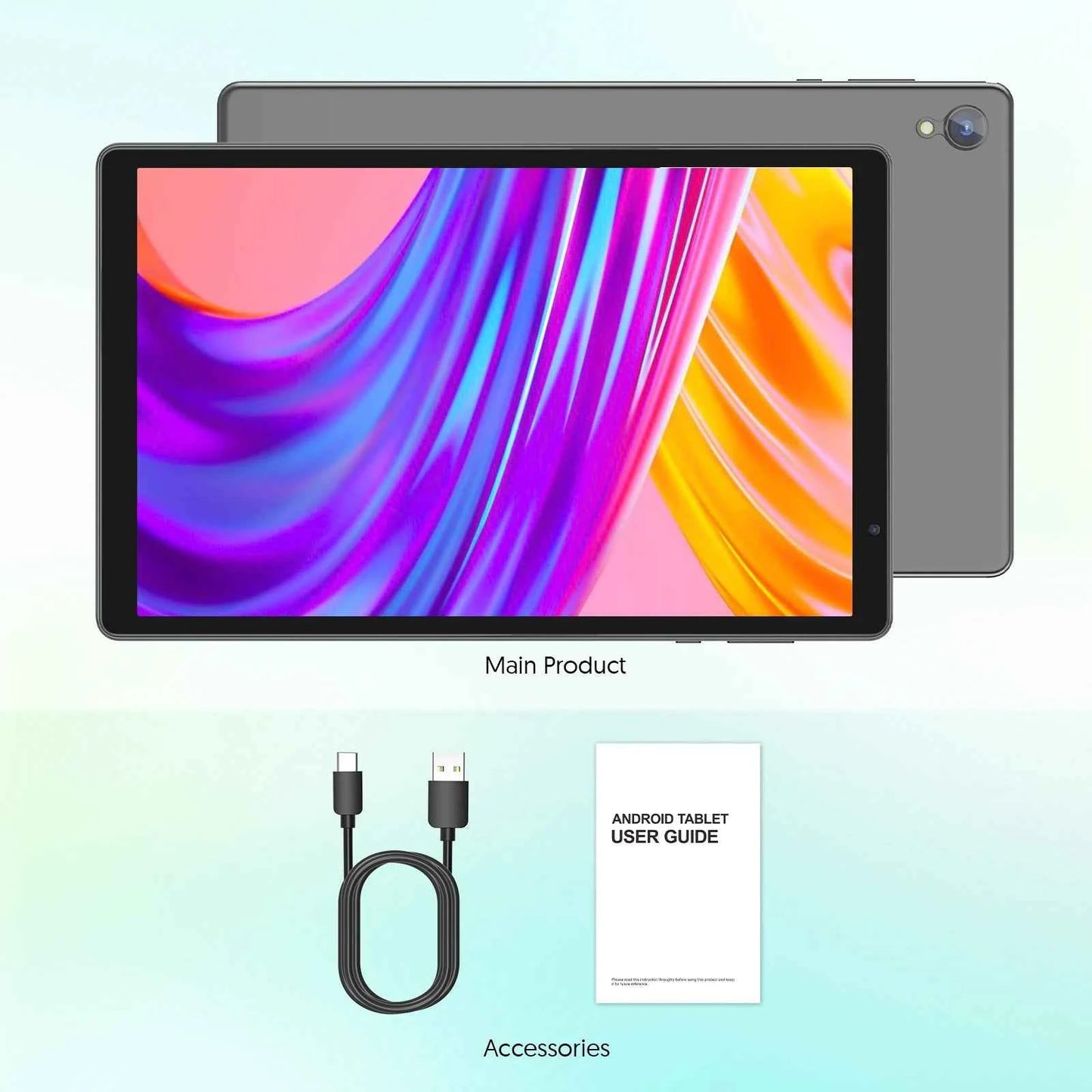 10-inch Android tablet, 4GB (2g+2g memory expansion) RAM+32GB ROM, 1280x800 IPS screen, dual cameras, WiFi, Bluetooth, dual spea