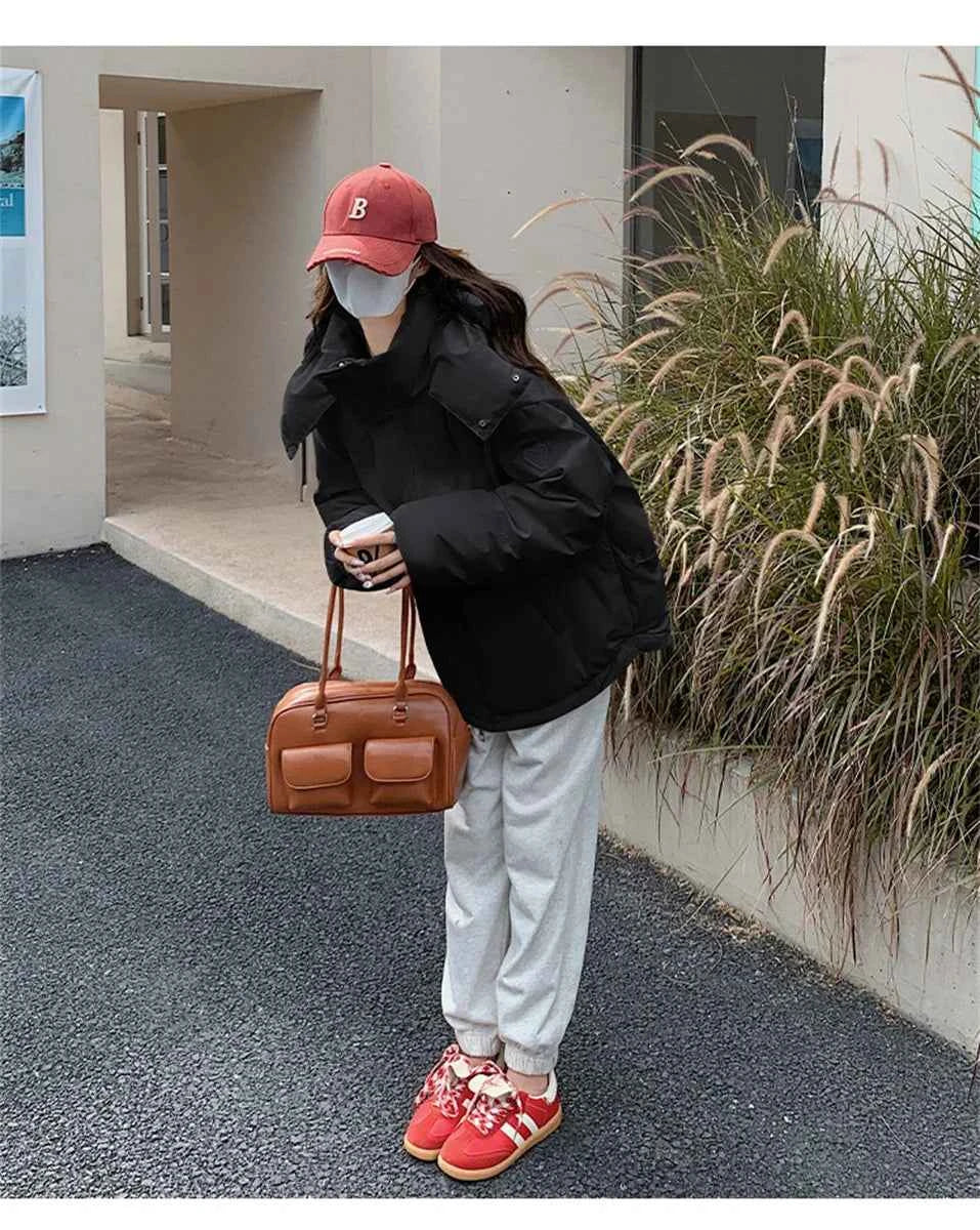 Women's Winter Warm Padded Jacket Coat 2025 New Down Cotton Hooded Solid Thick Parka Waterproof Puffy Korean Fashion Outdoor