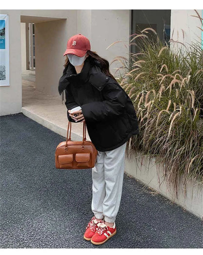 Women's Winter Warm Padded Jacket Coat 2025 New Down Cotton Hooded Solid Thick Parka Waterproof Puffy Korean Fashion Outdoor