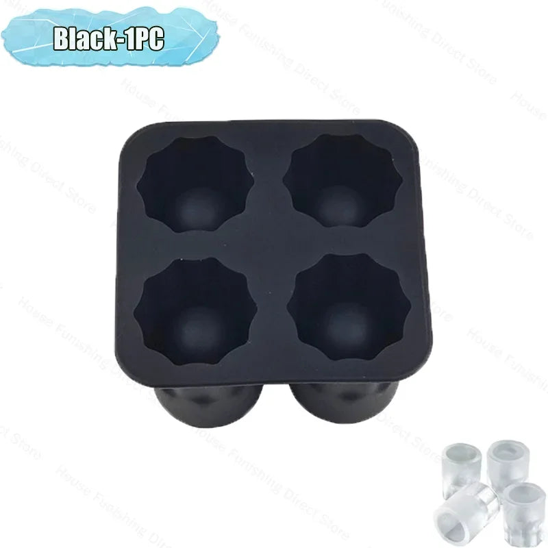 4Cup Shape Silicone Ice Cube Mold Tray for Summer Bar Party DIY Cold Drinks Kitchen Essential Ice Cup Maker Compartment Mold - AMULET RING STORE