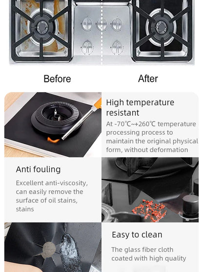 4 Pieces 27 Cm Gas Stove Surface Protection Pad Washable Oil And Dirt Resistant Kitchen Cleaning Accessories - AMULET RING STORE