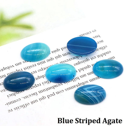 5pcs/Lot Natural Crystals Stone Oval Cabochon Beads Flat Back Cab Cameo DIY Ring Pendant Necklace Jewelry Making Accessories